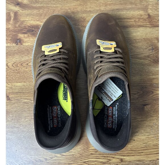 Skechers Mens Hands-Free Slip-ins Shoes Brown Leather Garza-Gervin Size 12 main image 8